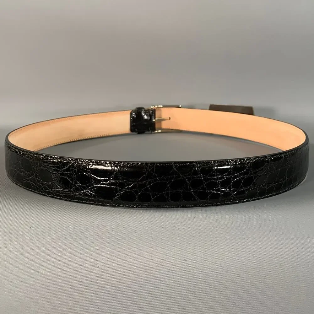 TRAFALGAR Size 40 Balck Crocodile Leather Belt